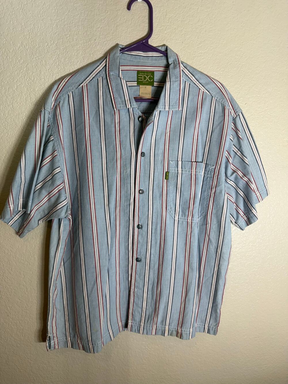 Esprit EDC Men's Stiped Short Sleeve Button Up Shirt Men's M